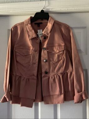 Lane Bryant Dusty Rose Peplum Jean Jacket